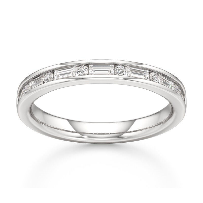 Main Image 1 of J'Lure Baguette & Round-Cut Lab-Grown Diamond Wedding Band 3/8 ct tw 18K White Gold