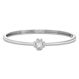 Unspoken Diamond Solitaire Bangle Bracelet 1/2 ct tw 14K White Gold 7.25" (I1/I)