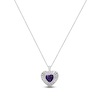 Thumbnail Image 1 of Heart-Shaped Natural Amethyst & White Topaz Necklace Sterling Silver 18"