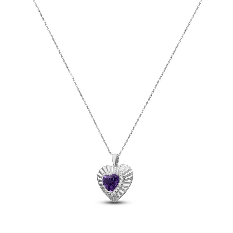 Main Image 2 of Heart-Shaped Natural Amethyst & White Topaz Necklace Sterling Silver 18"