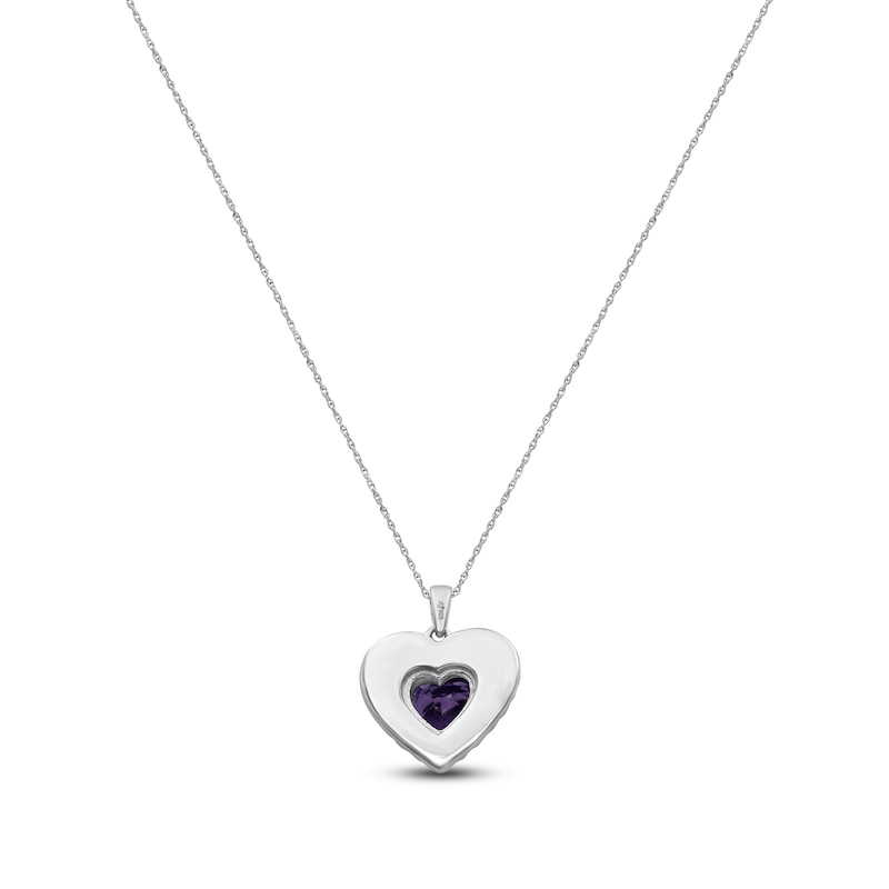 Main Image 3 of Heart-Shaped Natural Amethyst & White Topaz Necklace Sterling Silver 18"