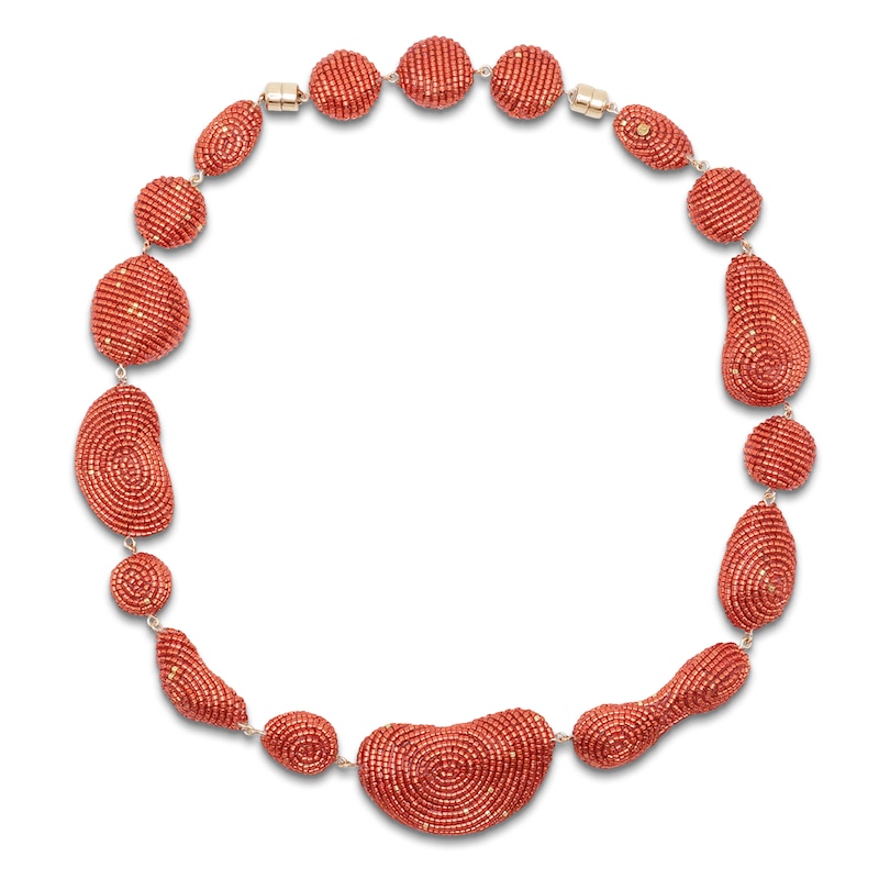 Main Image 1 of Susana Vega Costa Choker Necklace with Red Glass Beads 22"