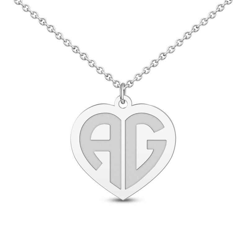 Main Image 1 of Initial Heart Necklace 10K White Gold 18"
