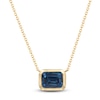 Thumbnail Image 1 of Rectangle-Cut Natural London Blue Topaz & Diamond Necklace 1/20 ct tw 10K Yellow Gold 18"