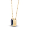 Thumbnail Image 2 of Rectangle-Cut Natural London Blue Topaz & Diamond Necklace 1/20 ct tw 10K Yellow Gold 18"