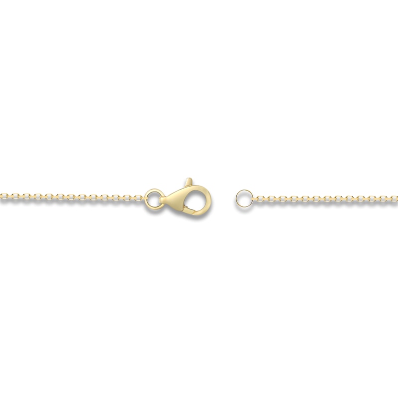 Main Image 3 of Rectangle-Cut Natural London Blue Topaz & Diamond Necklace 1/20 ct tw 10K Yellow Gold 18"