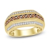 Thumbnail Image 1 of Men's Brown & White Diamond Angled Ring 1 ct tw 10K Yellow Gold
