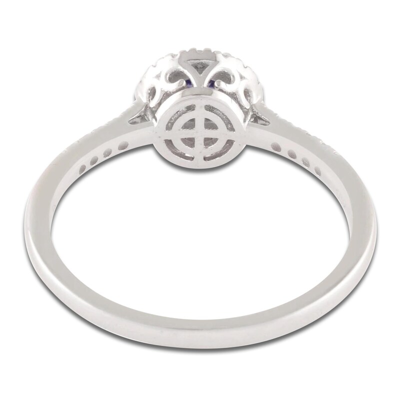 Main Image 4 of Natural Tanzanite & Diamond Halo Ring 1/6 ct tw 10K White Gold