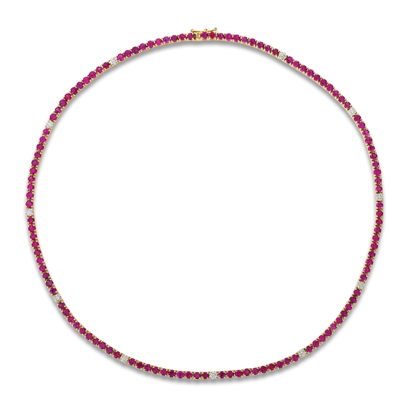 Main Image 1 of Le Vian Natural Ruby Necklace 1-1/4 ct tw Diamonds 14K Honey Gold 17"