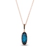 Thumbnail Image 1 of Le Vian Silhouette Oval-Cut Natural Blue Topaz Necklace 1/6 ct tw Diamonds 14K Strawberry Gold 19"