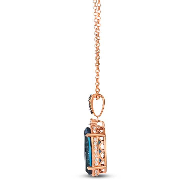 Main Image 2 of Le Vian Silhouette Oval-Cut Natural Blue Topaz Necklace 1/6 ct tw Diamonds 14K Strawberry Gold 19"