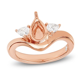 Storied Diamond Desert Sands of Eternity Pear-Shaped Three-Stone Engagement Ring Setting 3/8 ct tw 18K Rose Gold