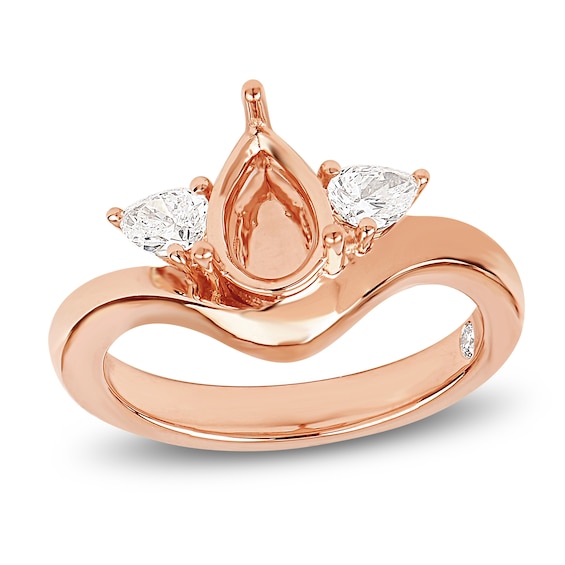 Storied Diamond Desert Sands of Eternity Pear-Shaped Three-Stone Engagement Ring Setting 3/8 ct tw 18K Rose Gold