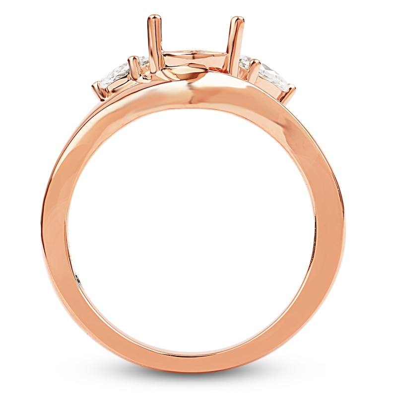 Main Image 2 of Storied Diamond Desert Sands of Eternity Pear-Shaped Three-Stone Engagement Ring Setting 3/8 ct tw 18K Rose Gold
