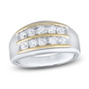 Thumbnail Image 1 of Men's Lab-Grown Diamond Two-Row Wedding Band 1 ct tw 10K Two-Tone Gold