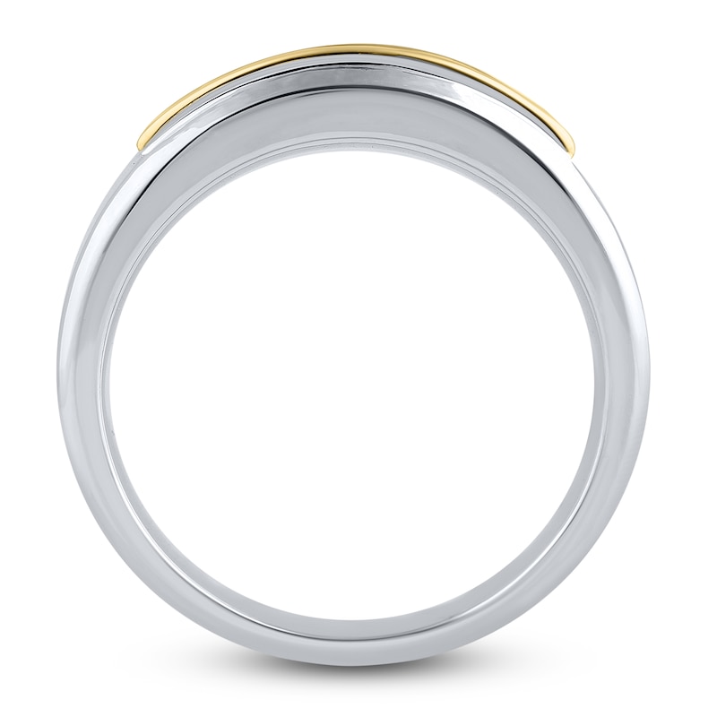 Main Image 2 of Men's Lab-Grown Diamond Two-Row Wedding Band 1 ct tw 10K Two-Tone Gold