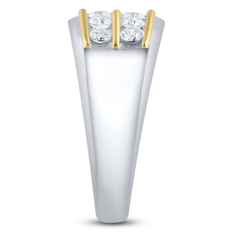 Main Image 3 of Men's Lab-Grown Diamond Two-Row Wedding Band 1 ct tw 10K Two-Tone Gold