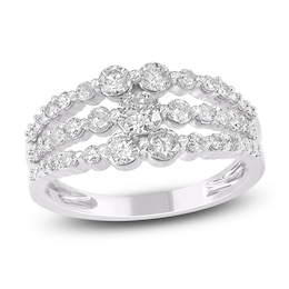 Brilliant Moments Three-Row Graduated Diamond Ring 1 ct tw 14K White Gold