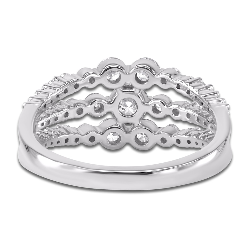 Main Image 3 of Brilliant Moments Three-Row Graduated Diamond Ring 1 ct tw 14K White Gold