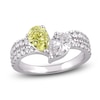 Thumbnail Image 1 of Pear-Shaped Yellow & White Lab-Grown Diamond Fashion Ring 2 ct tw 14K White Gold