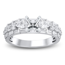 Pear, Round & Baguette-Cut Lab-Grown Diamond Engagement Ring Setting 1 ct tw 14K White Gold