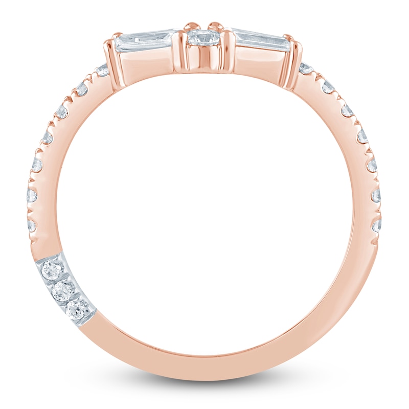 Main Image 4 of Pnina Tornai Baguette & Round-Cut Lab-Grown Diamond Contour Anniversary Ring 1/2 ct tw 14K Rose Gold