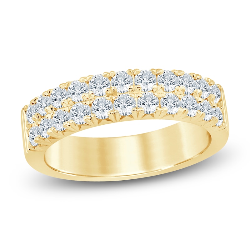 Main Image 1 of Lab-Grown Diamond Two-Row Anniversary Ring 1 ct tw 14K Yellow Gold