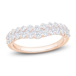 Lab-Grown Diamond Three-Row Contour Anniversary Ring 1 ct tw 14K Rose Gold
