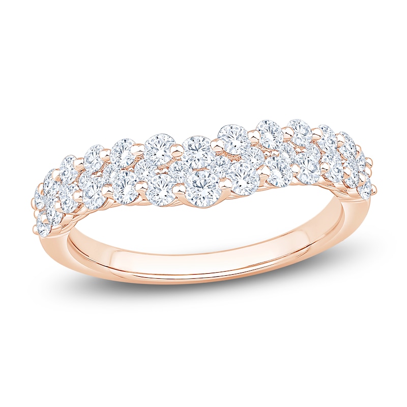 Main Image 1 of Lab-Grown Diamond Three-Row Contour Anniversary Ring 1 ct tw 14K Rose Gold