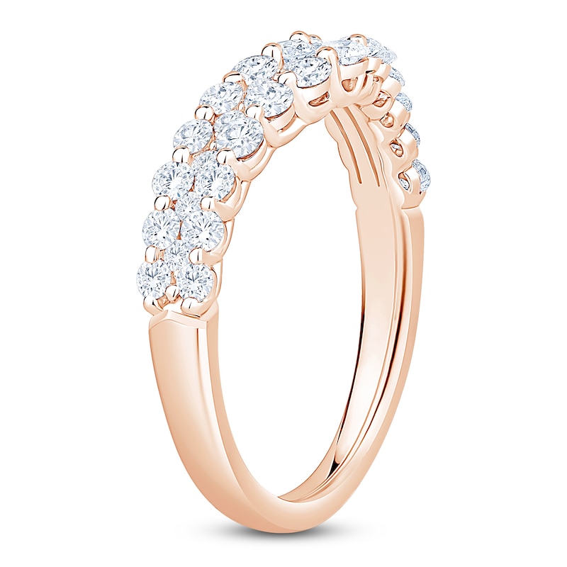 Main Image 2 of Lab-Grown Diamond Three-Row Contour Anniversary Ring 1 ct tw 14K Rose Gold