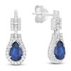 Thumbnail Image 3 of Pear-Shaped Natural Blue Sapphire & Diamond Drop Earrings 1/4 ct tw 10K White Gold