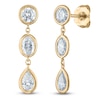 Thumbnail Image 2 of Pear, Oval & Round-Cut Lab-Grown Diamond Bezel-Set Three-Stone Drop Earrings 1-1/2 ct tw 14K Yellow Gold
