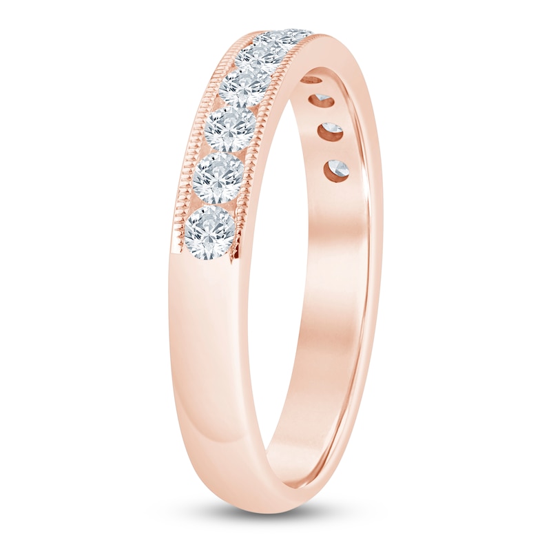 Main Image 2 of Certified Diamond Channel-Set Milgrain Anniversary Ring 1/2 ct tw 14K Rose Gold
