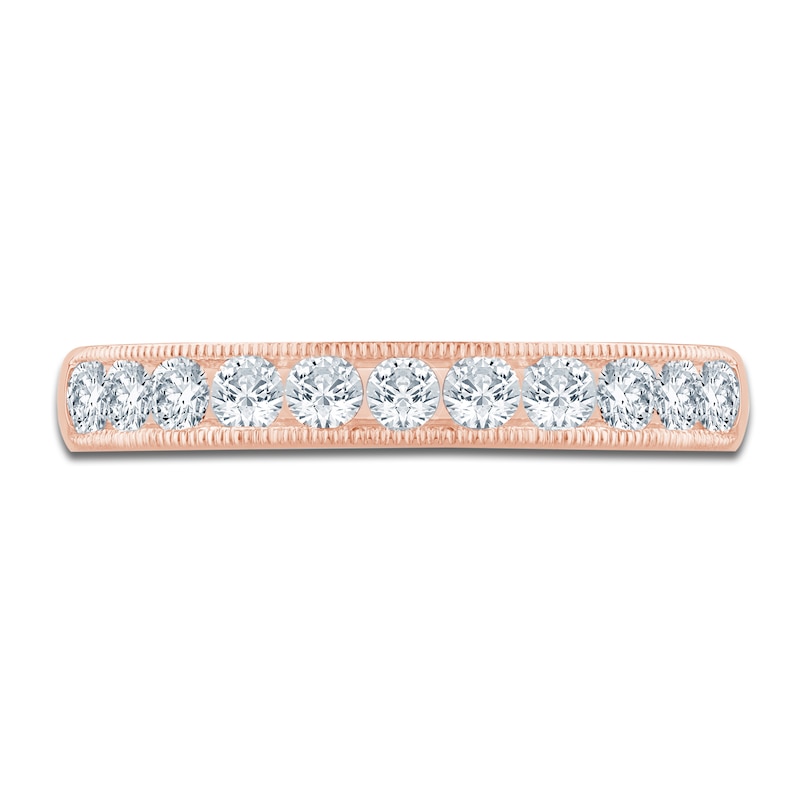 Main Image 3 of Certified Diamond Channel-Set Milgrain Anniversary Ring 1/2 ct tw 14K Rose Gold