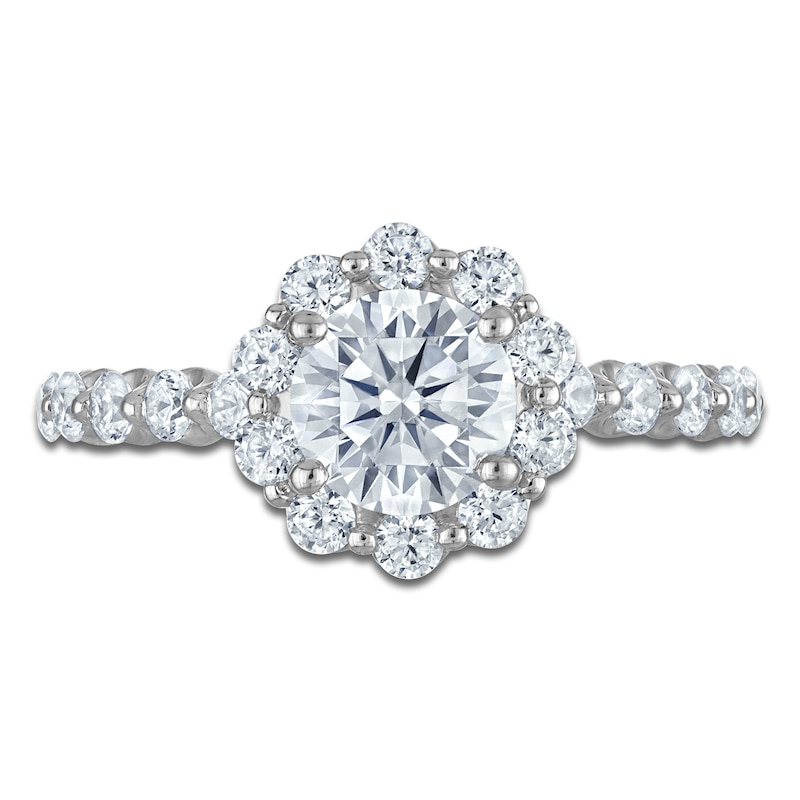Main Image 3 of Round-Cut Diamond Flower Engagement Ring 1-3/4 ct tw 14K White Gold