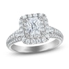 Thumbnail Image 1 of Brilliant Moments Certified Radiant-Cut Double Halo Engagement Ring 1-1/5 ct tw 14K White Gold