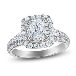 Brilliant Moments Certified Radiant-Cut Double Halo Engagement Ring 1-1/5 ct tw 14K White Gold