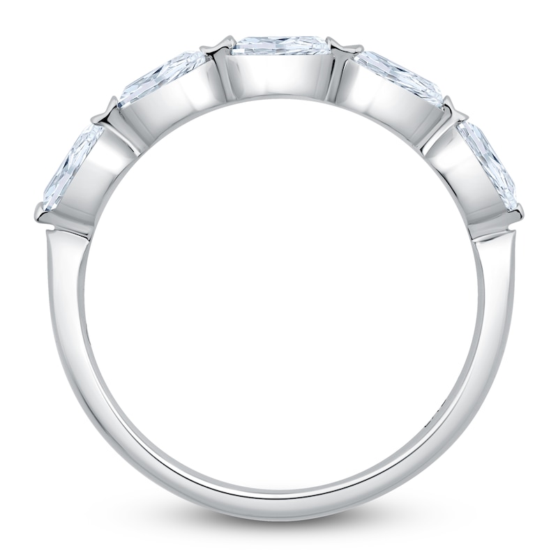 Main Image 3 of Oval-Cut Lab-Grown Diamond Five-Stone Anniversary Ring 1 ct tw 14K White Gold