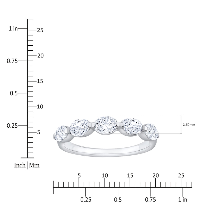 Main Image 4 of Oval-Cut Lab-Grown Diamond Five-Stone Anniversary Ring 1 ct tw 14K White Gold