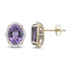 Thumbnail Image 1 of Natural Amethyst & Diamond Halo Stud Earrings 1/4 ct tw 10K Yellow Gold