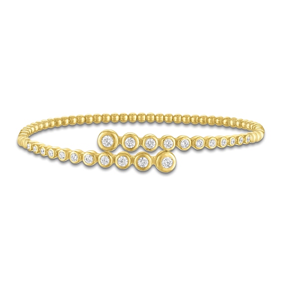 Jared Signature Mini Bezel Collection Diamond Graduated Bypass Flex Bangle Bracelet 1-1/8 ct tw 14K Yellow Gold
