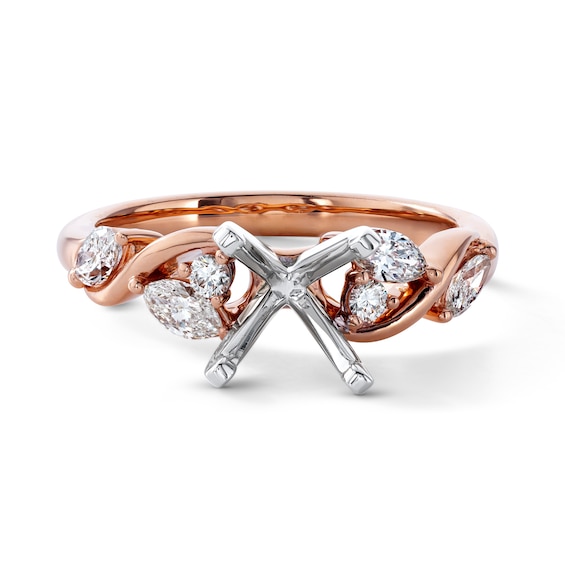 Chosen Certified Marquise & Round-Cut Diamond Twist Engagement Ring Setting 1/2 ct tw 14K Rose Gold
