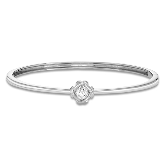 Unspoken Diamond Solitaire Bangle Bracelet 1/2 ct tw 14K White Gold 7.25" (I1/I)