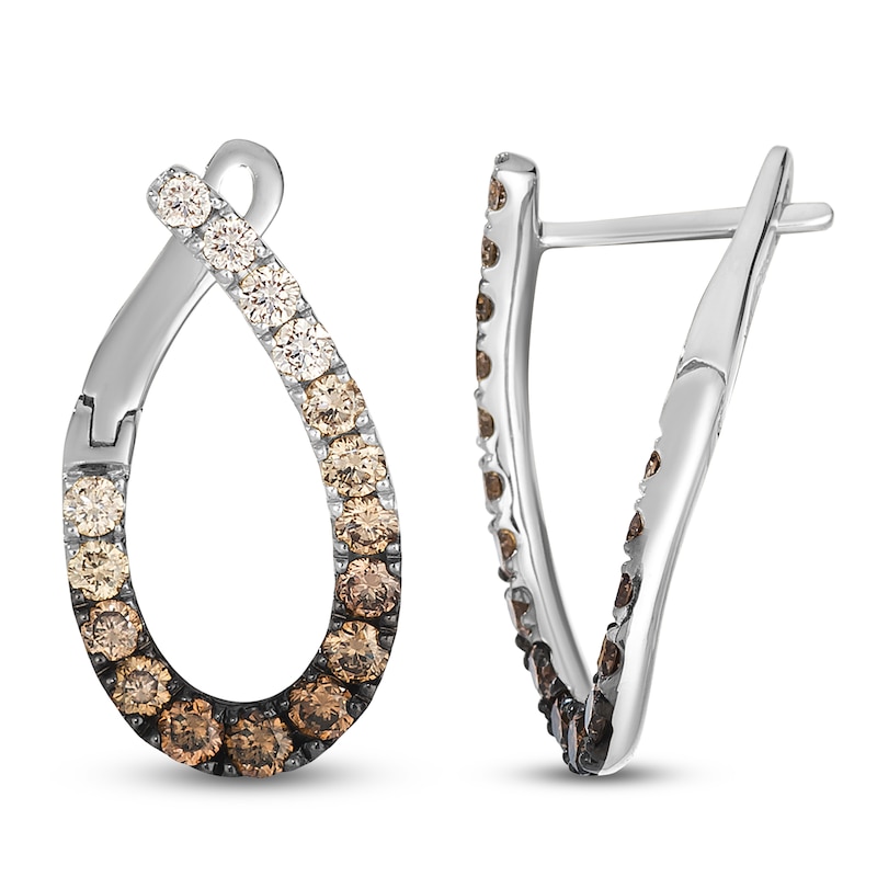 Main Image 1 of Le Vian Chocolate Ombré Diamond Teardrop Twist Earrings 7/8 ct tw 14K Vanilla Gold