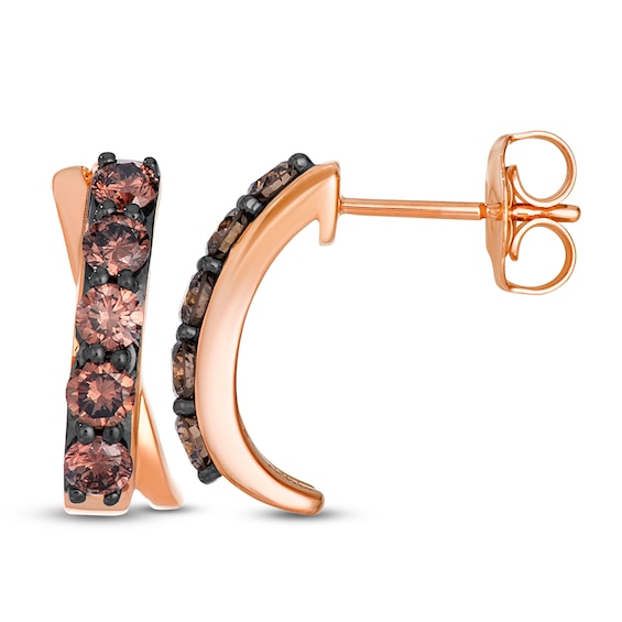 Le Vian Chocolate Diamond Crisscross Earrings 5/8 ct tw 14K Strawberry Gold