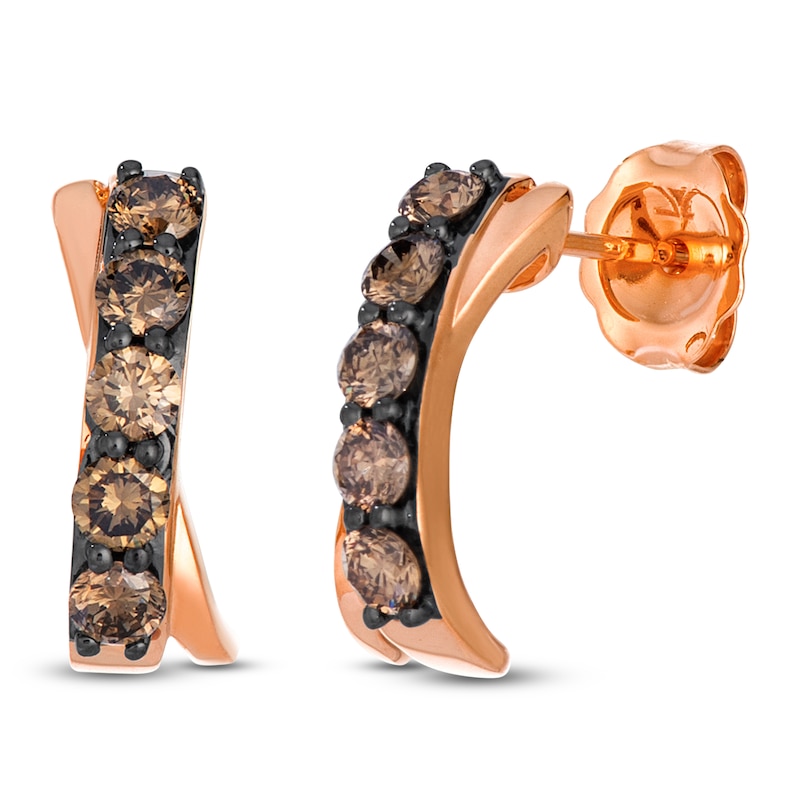 Main Image 2 of Le Vian Chocolate Diamond Crisscross Earrings 5/8 ct tw 14K Strawberry Gold