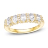 Thumbnail Image 1 of Certified Oval & Round-Cut Diamond Scalloped-Edge Anniversary Ring 1-1/2 ct tw 14K Yellow Gold