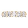 Thumbnail Image 3 of Certified Oval & Round-Cut Diamond Scalloped-Edge Anniversary Ring 1-1/2 ct tw 14K Yellow Gold