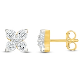 Jared Signature Lab-Grown Diamond Flower Stud Earrings 1 ct tw 14K Yellow Gold