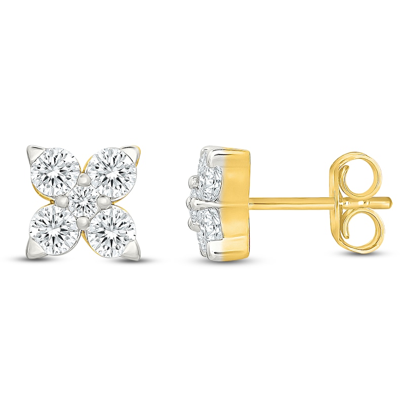 Main Image 1 of Jared Signature Lab-Grown Diamond Flower Stud Earrings 1 ct tw 14K Yellow Gold
